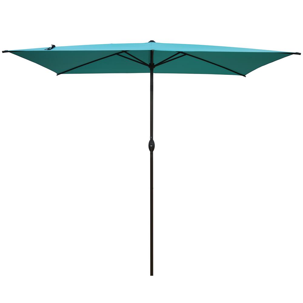 Abba Patio 6 5 Ft X 10 Ft Rectangular Market Push Tilt Patio Umbrella In Turquoise Hdap23386ctl The Home Depot