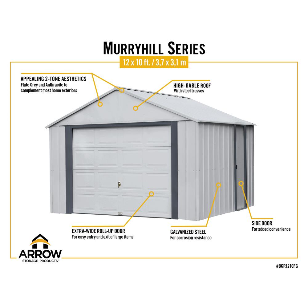Arrow Murry Hill 12 Ft W X 10 Ft D 2 Tone Gray Steel Garage And