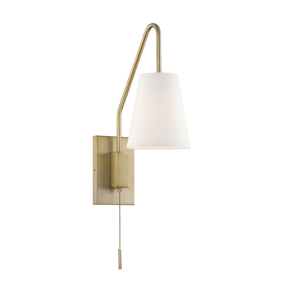 Savoy House-Owen - One Light Adjustable Wall Sconce  Warm Brass Finish with White