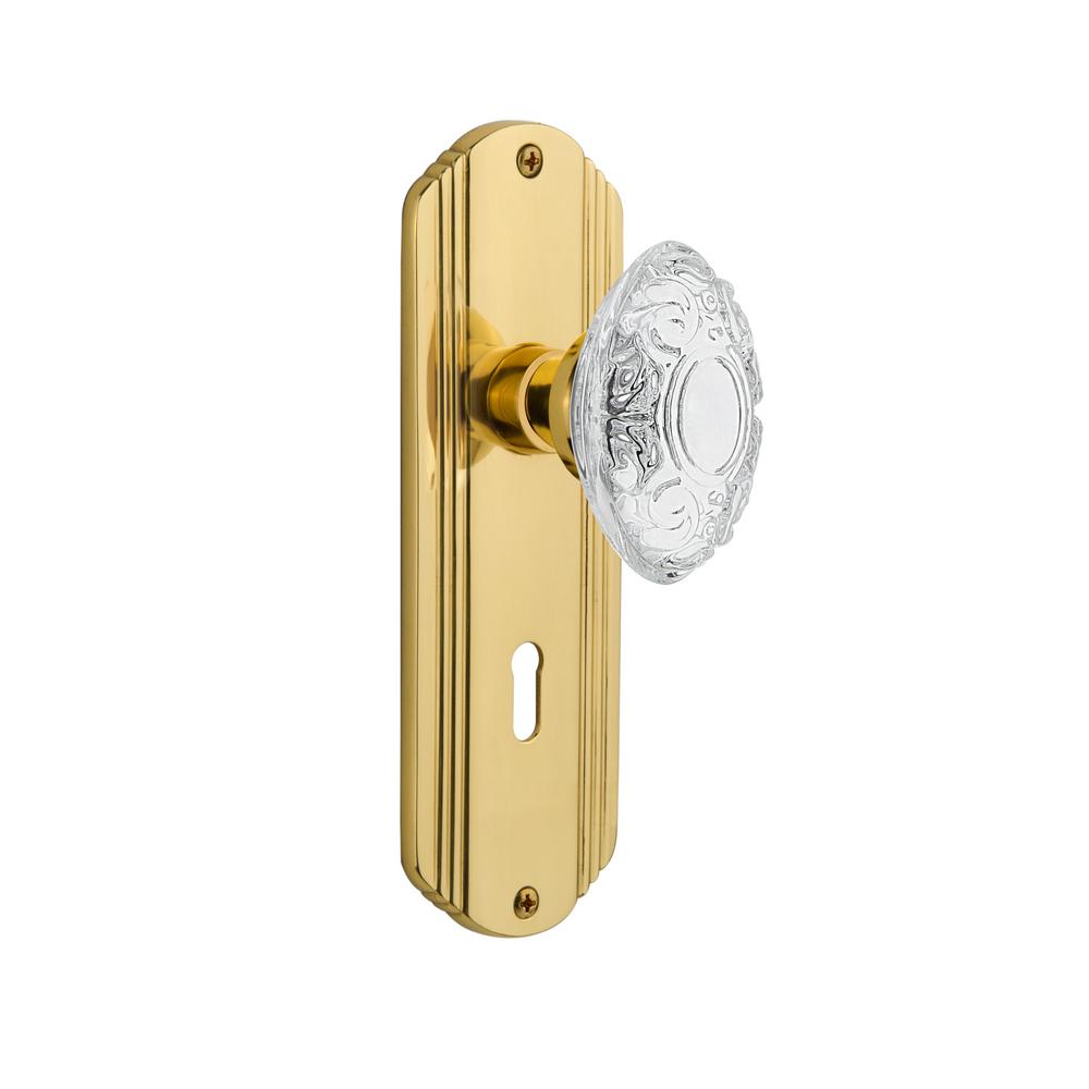 Nostalgic Warehouse Deco Plate Interior Mortise Crystal Victorian Door Knob In Polished Brass