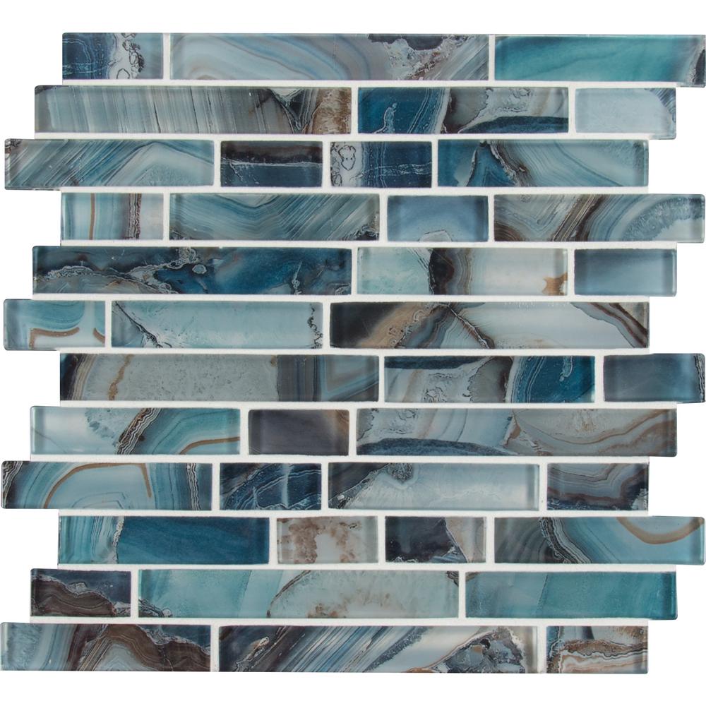 Gl Mosaic Tile The Home Depot Night Sky Interlocking 11 81 In X 8mm Gl Mesh Mounted