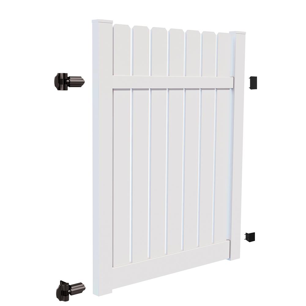 Veranda Sacramento 5 ft. x 6 ft. White Vinyl Drive Fence Gate Kit