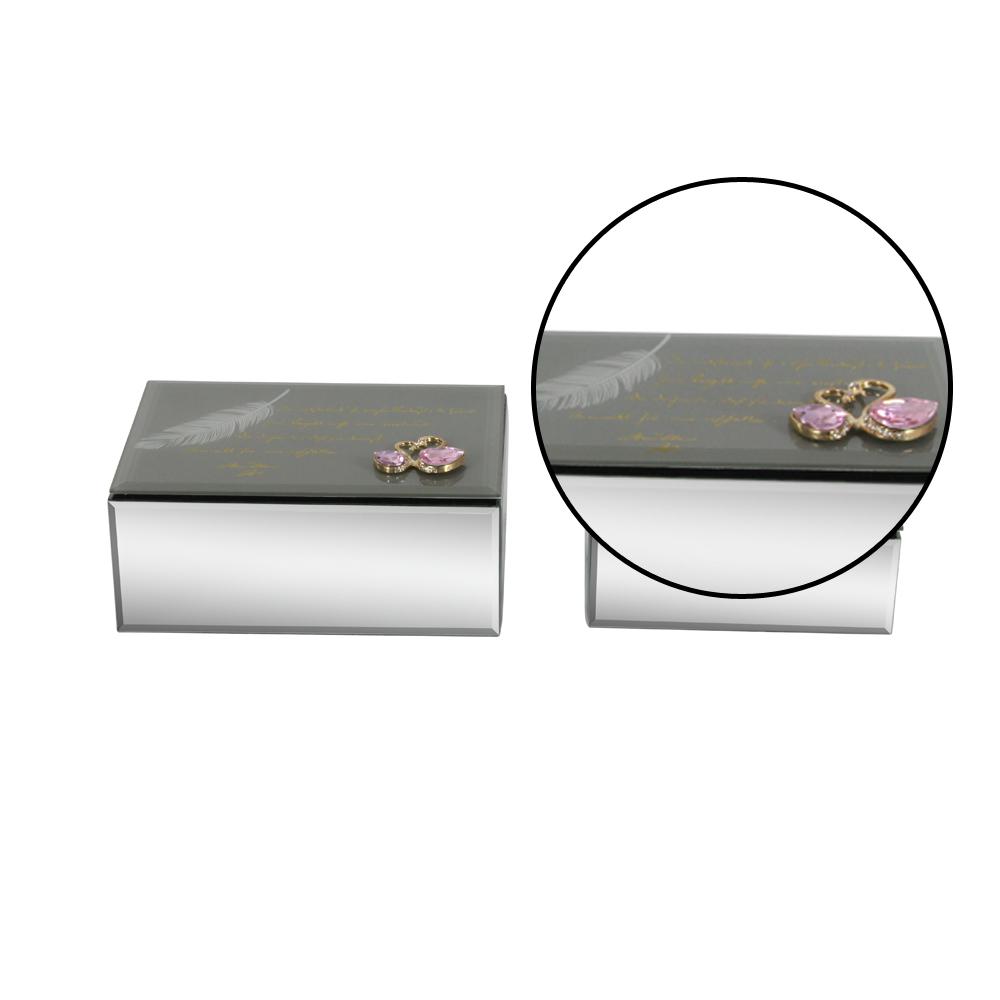 Litton Lane Modern Mirror Jewelry Box With Swan Accents In Gray Litton Lane Modern Mirror Jewelry Box With Swan Accents In Gray 98788 The Home Depot