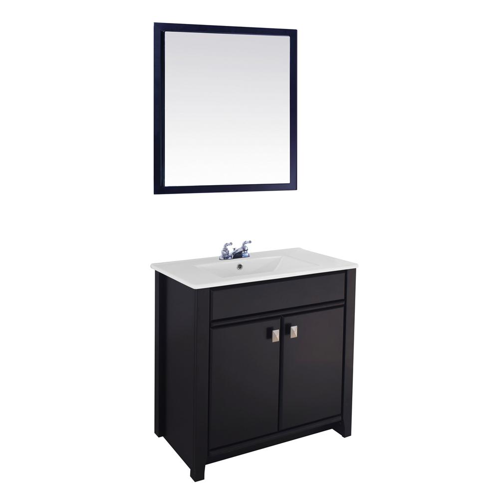 Dreamwerks 30 in. W x 19 in. D Vanity in Chocolate with Ceramic Vanity ...