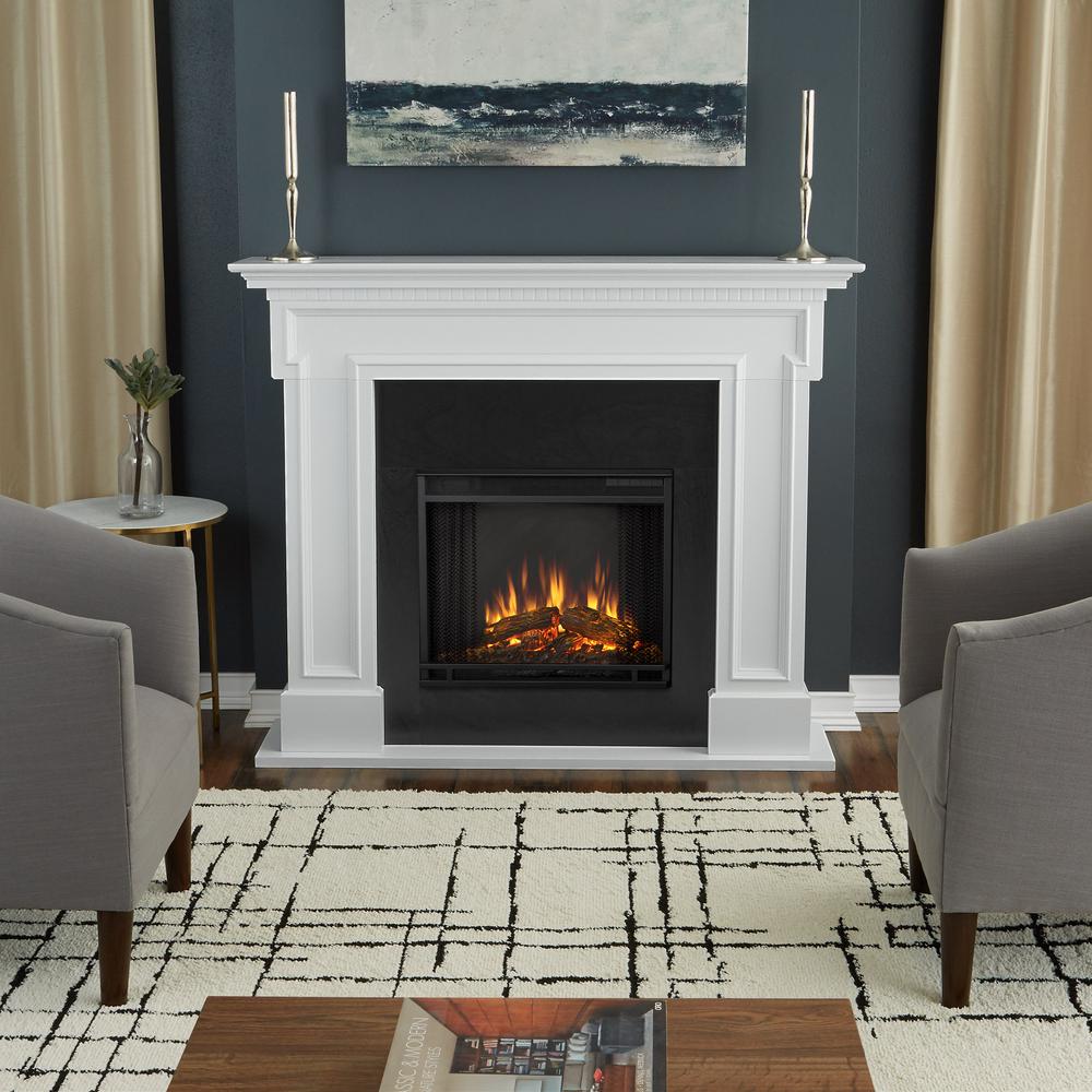 Real Flame Ashley 48 In Electric Fireplace In White 7100e W The
