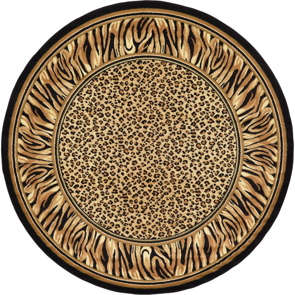 8 Round 30 0 Animal Print Area Rugs The Home Depot Wildlife Light Brown 8 X Round Rug