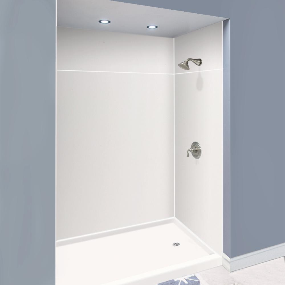 Transolid Expressions 60 in. x 60 in. x 96 in. 4Piece Easy Up Adhesive Alcove Shower Wall