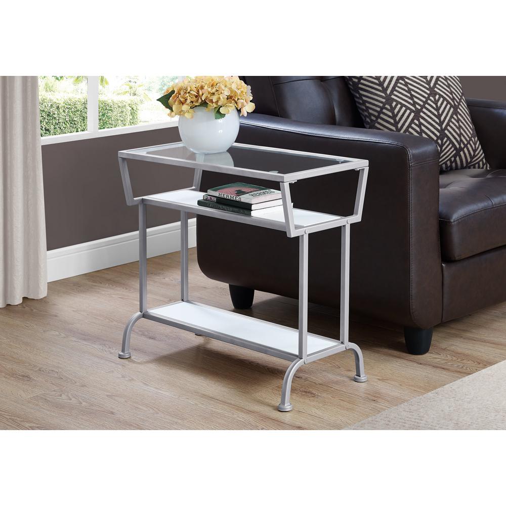 Unbranded White End Table with Silver FrameHD2068 The Home Depot