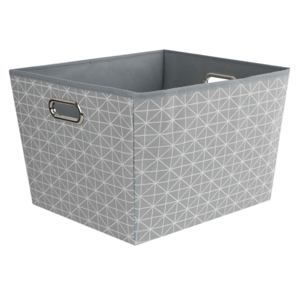 Home Basics 15 in. D x 10 in. H x 13 in. W Grey Fabric Cube Storage Bin