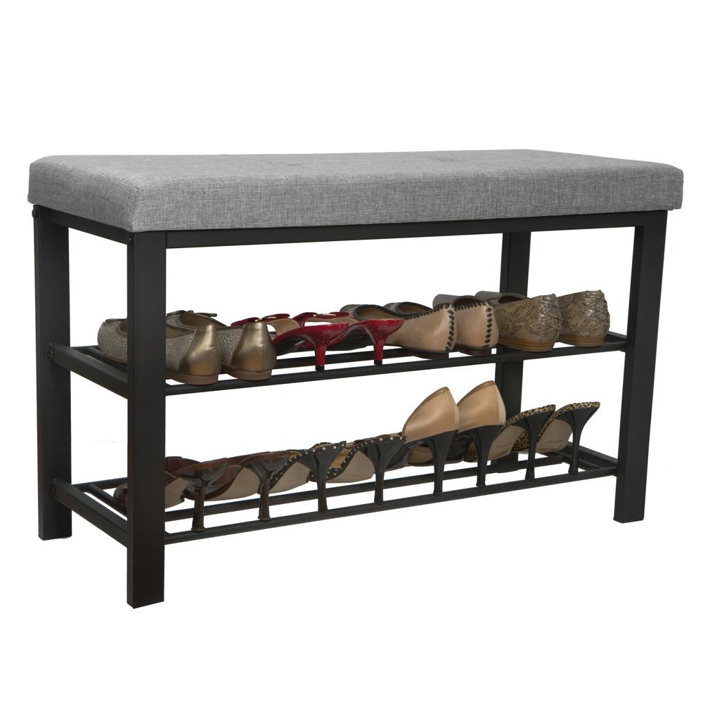 Simplify Entryway Bench With Shoe Storage In Grey F 0681 Grey The Home Depot