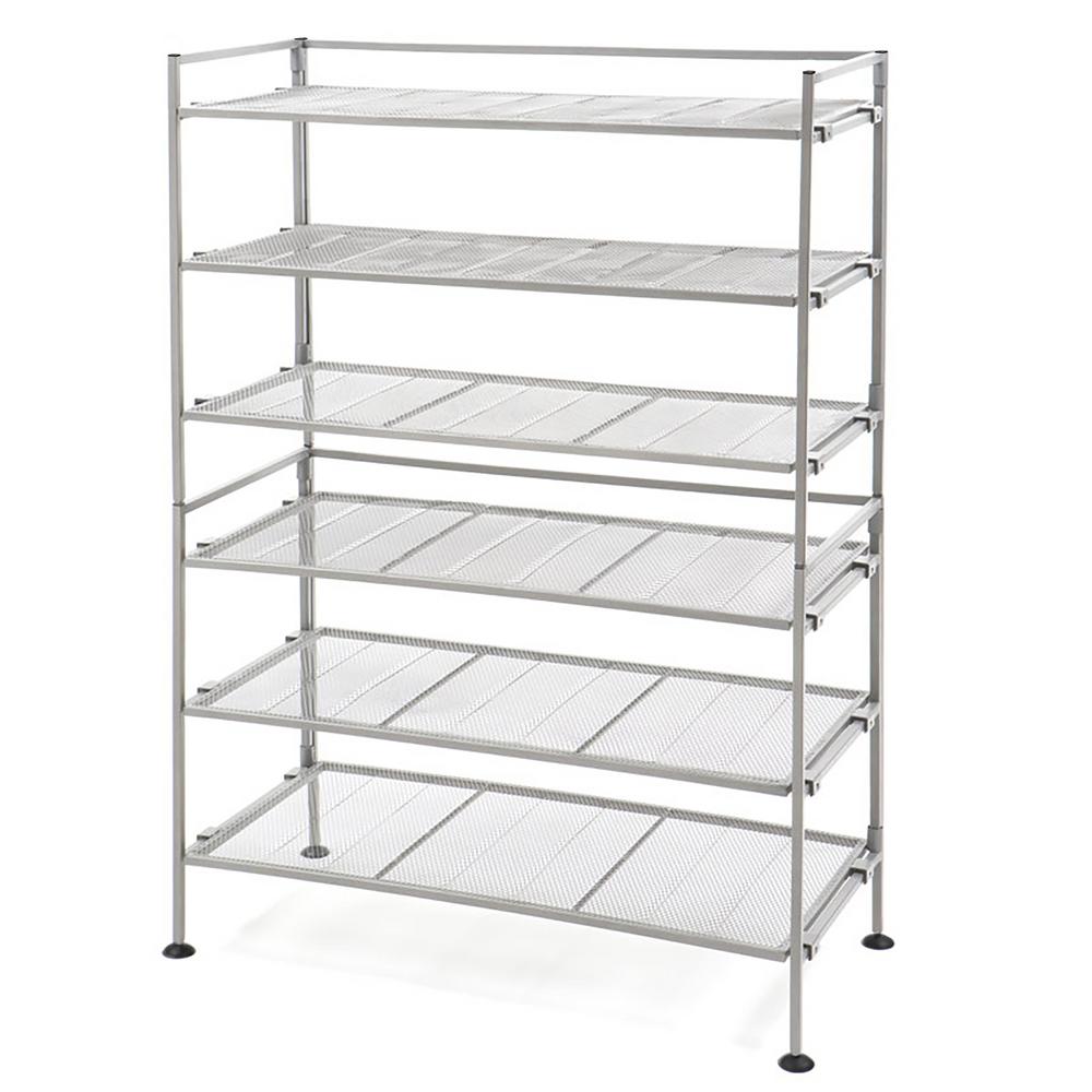 Seville Classics 38 2 In H X 26 5 In W 18 Pair Satin Pewter Iron Mesh Stackable Shoe Rack 2 Pack Webk257 The Home Depot