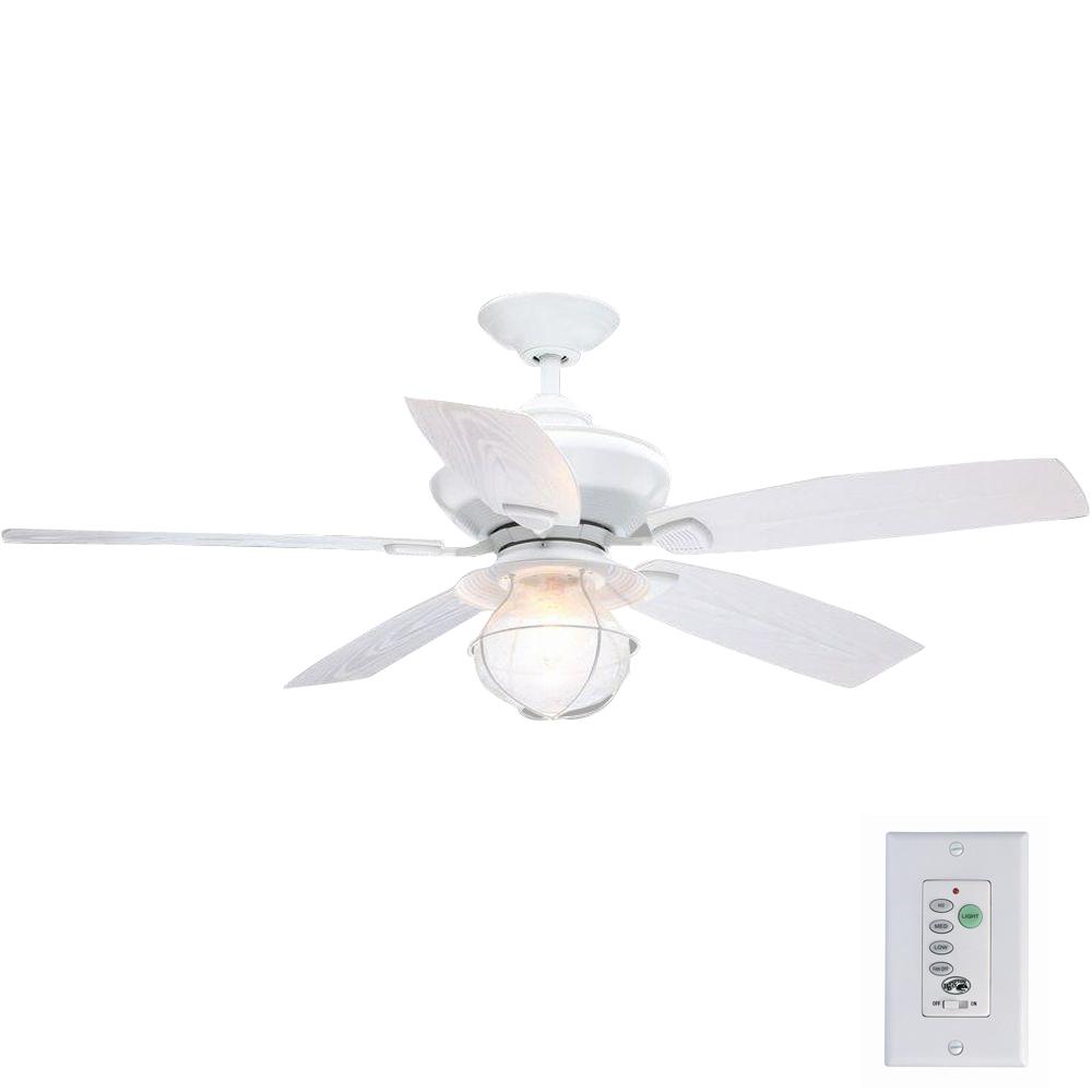White Outdoor Ceiling Fans Lighting The Home Depot Sailwind Ii 52 In Indoor Outdoor Matte White Ceiling Fan With Wall