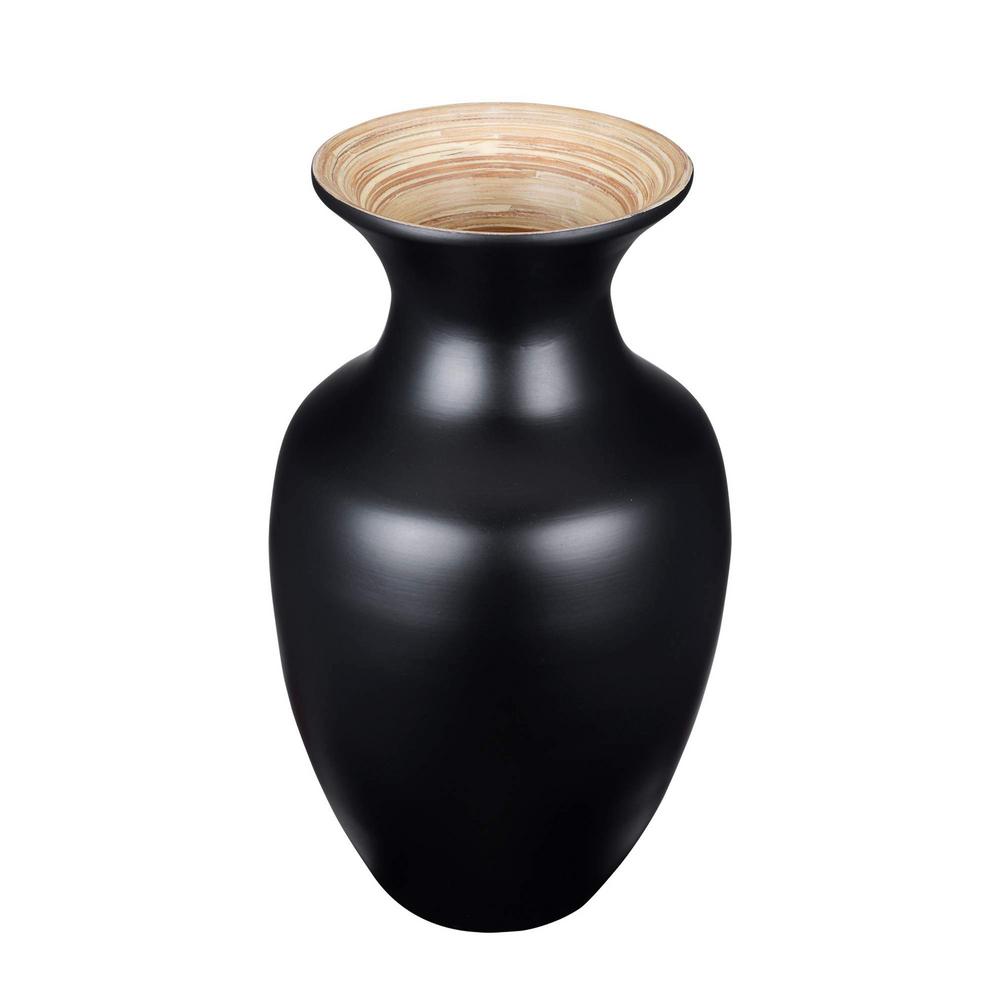 Villacera 7 In Black Handmade Mango Wood Decorative Urn Vase