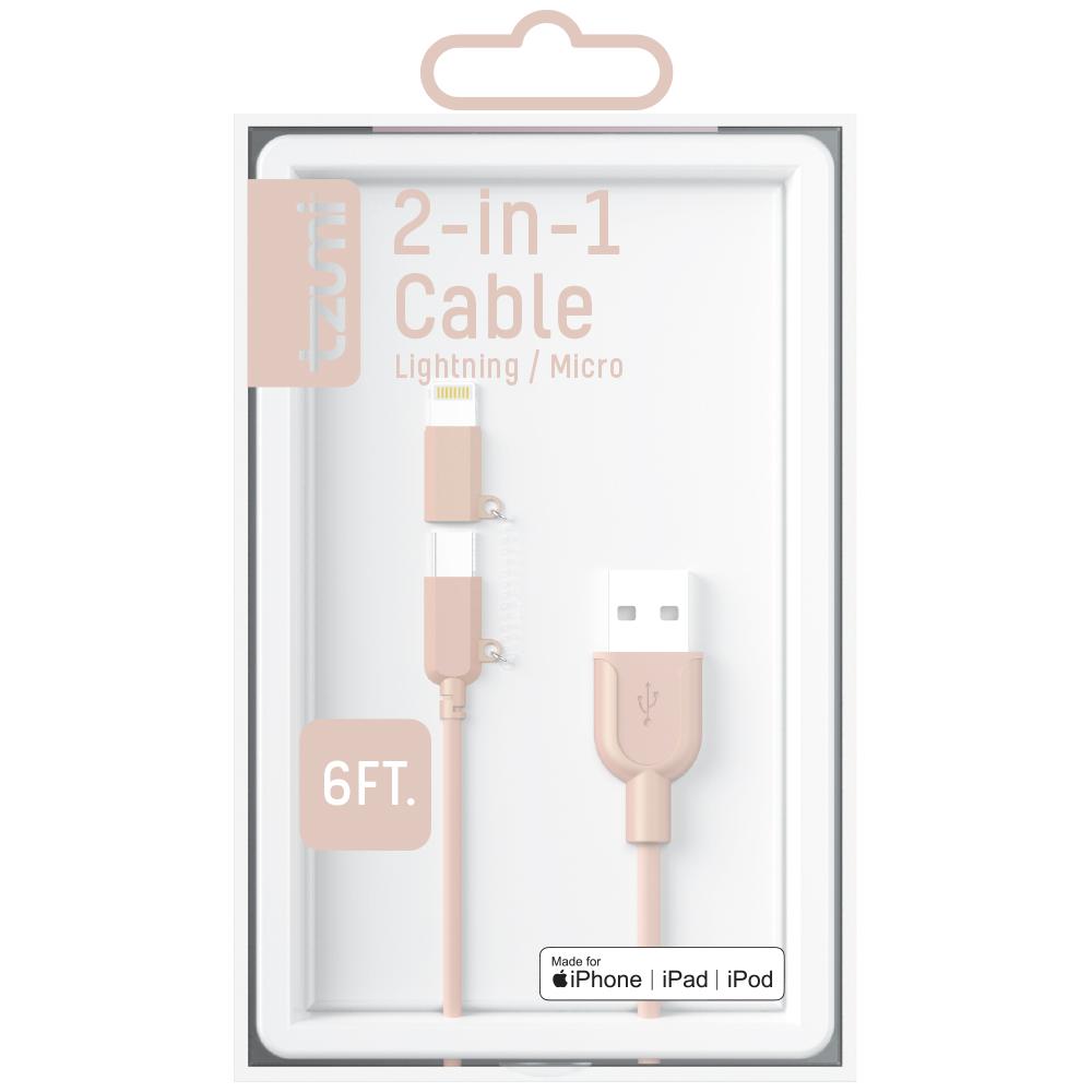 Multi Quick USB Charging Cable,Rose Gold Marble 2 in1 Fast Charger Cord Connector High Speed Durable Charging Cord Compatible with iPhone//Tablets//Samsung Galaxy//iPad and More
