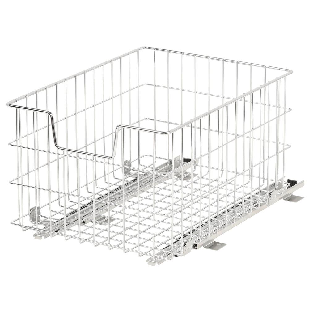 HoneyCanDo 11 in. H x 12 in. W x 18 in. D Adjustable Steel Shelf with Basket Organizer