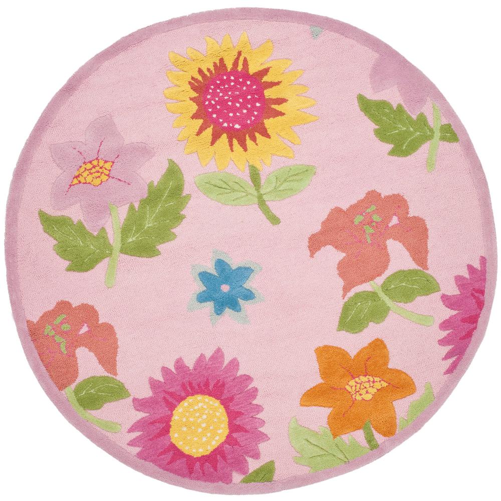 Safavieh Kids Pink 4 ft. x 4 ft. Round Area RugSFK371A4R The Home Depot