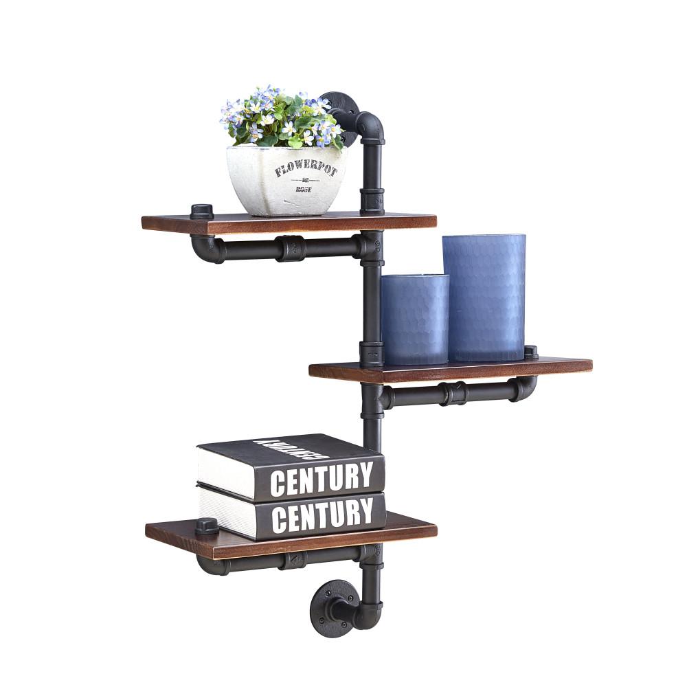 DANYA B 3Shelf 24 in. x 8 in. Floating Staggered Industrial Rustic