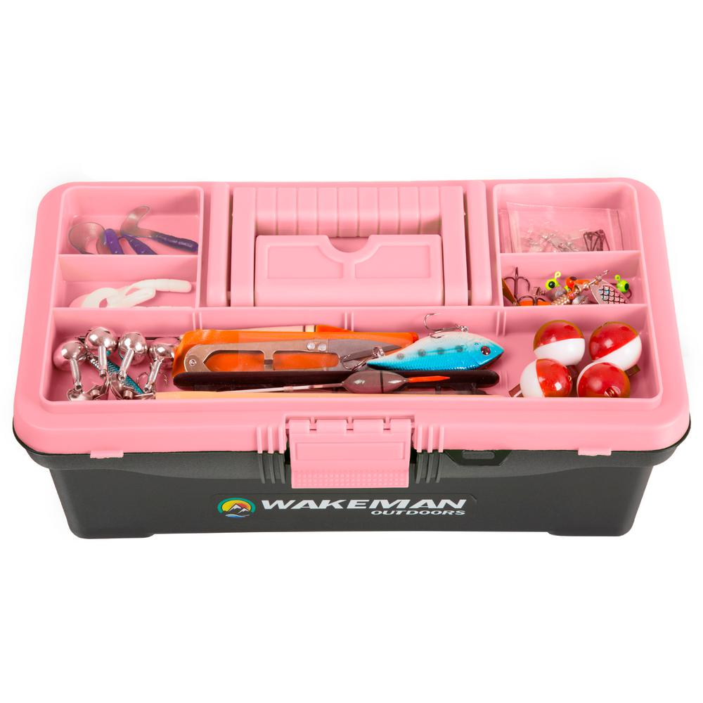 pink fishing tackle box
