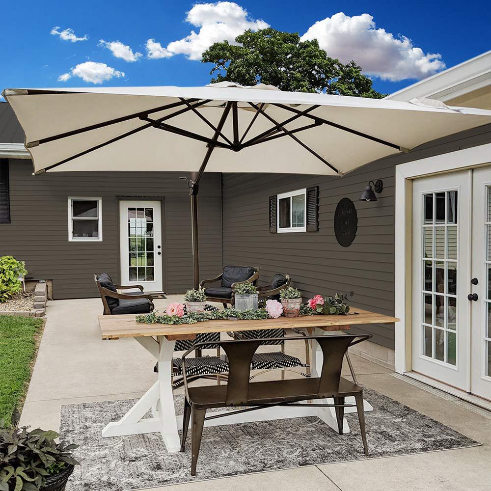 Abba Patio 8 Ft X 10 Ft Rectangular Cantilever Push Tilt Patio Umbrella In Sand Apnrc810sc The Home Depot