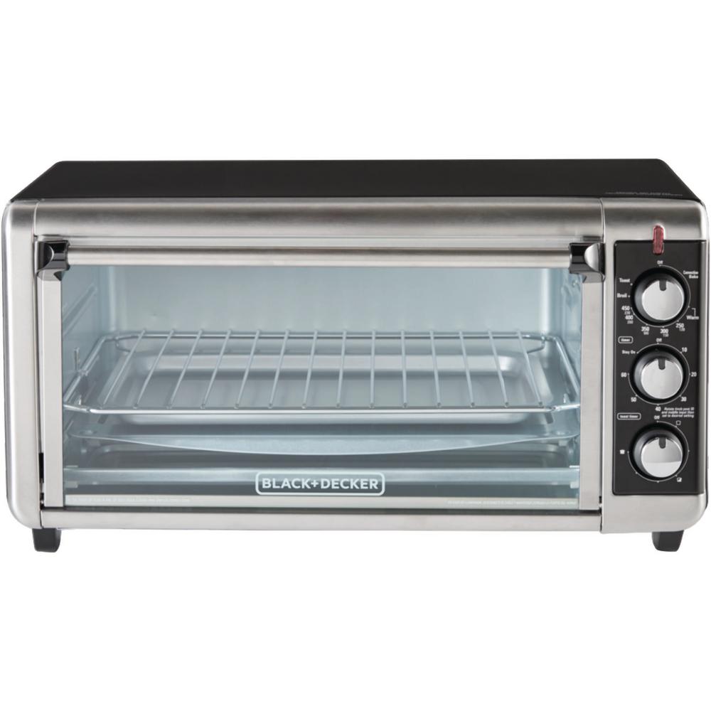 BLACK+DECKER 1500 W 8-Slice Stainless Steel Toaster Oven With Broiler ...