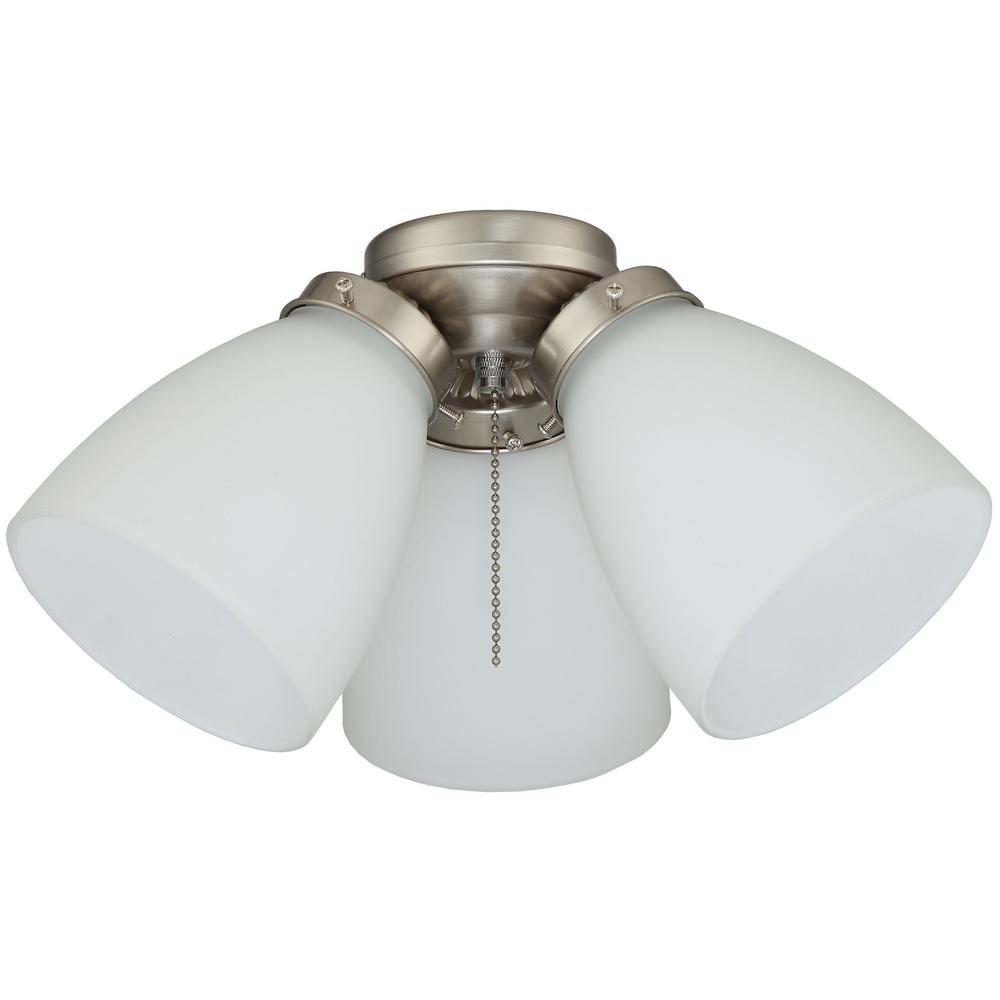 Elite 3-Light Brushed Nickel Ceiling Fan Shades LED Light Kit