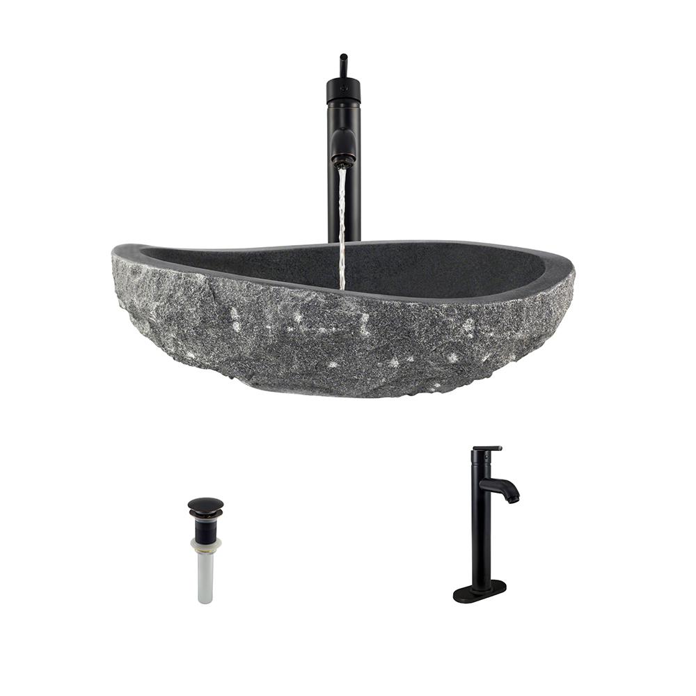 Avanity Stone Vessel Sink in Black with Rough ExteriorSVE510RBK The