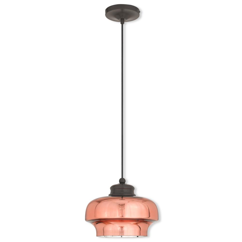 Livex Lighting Art Glass 1-Light English Bronze Mini ...