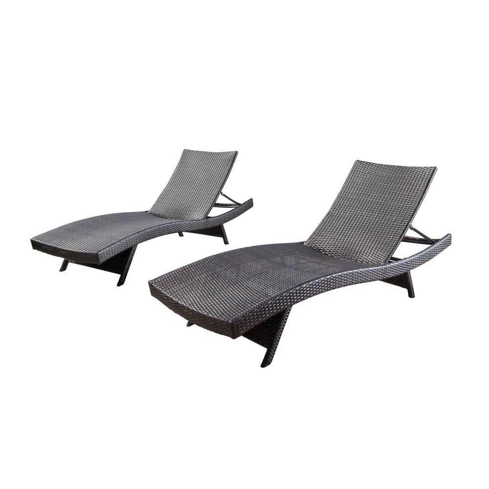 Noble House Salem Gray 1-Piece Wicker Outdoor Chaise Lounge-7408 - The