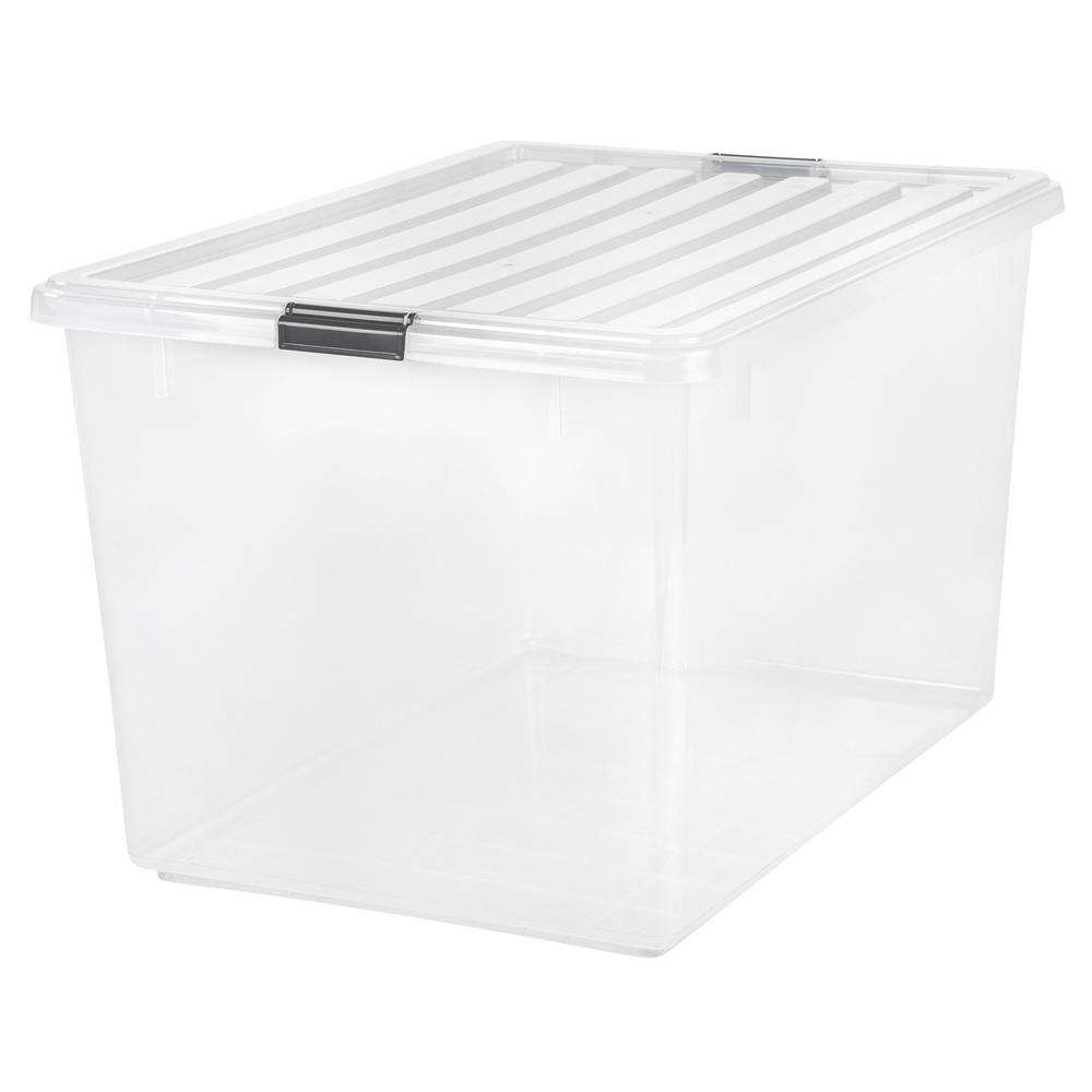 IRIS 91 Qt. Buckle Down Storage Box in Clear-100201 - The Home Depot