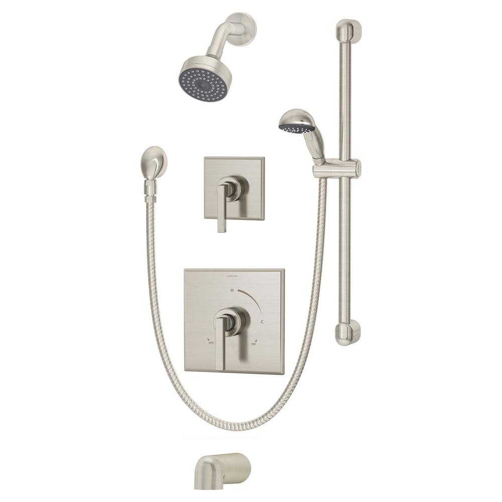 Symmons Duro Single Handle 1 Spray Tub And Shower Trim In Satin Nickel Valve Not Included
