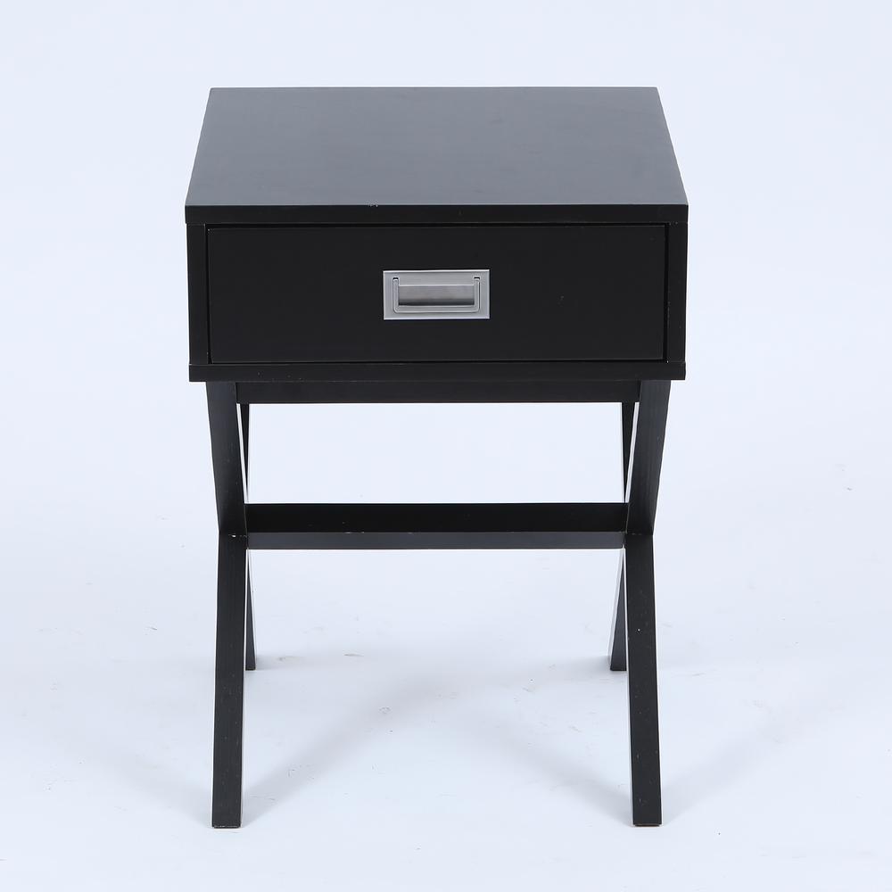 Luxen Home Black X Leg Accent End Table With Storage Whif626 The Home Depot