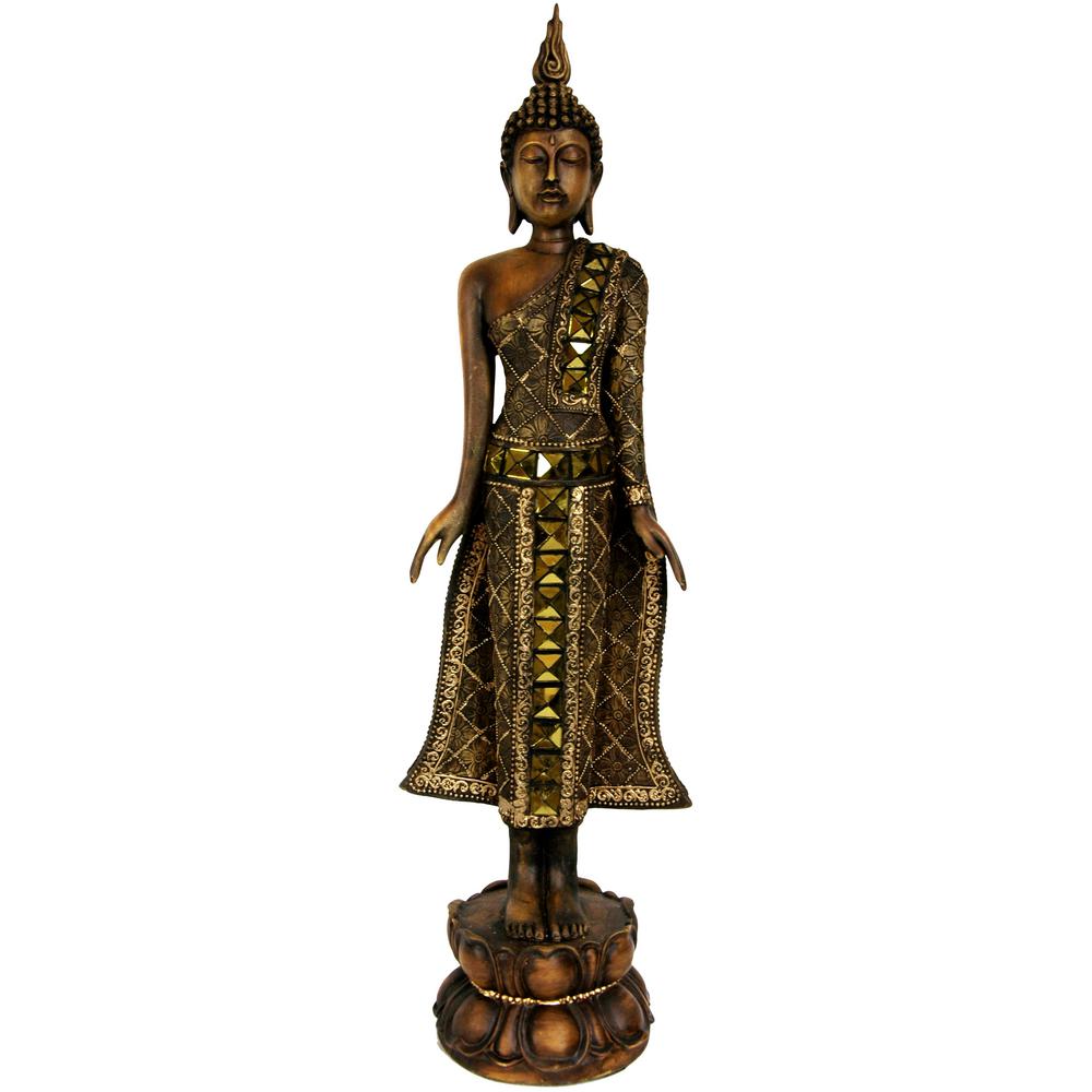 Oriental Furniture 22 in. Standing Thai Buddha Decorative StatueSTA