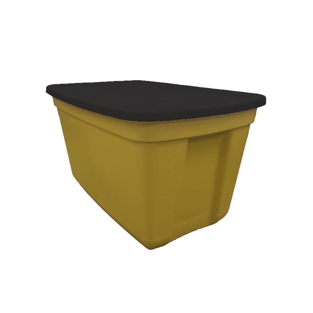 Edge Plastics 20 Gal Storage Tote Gold Rush Base Black Belt Lid Storage Tote Gold Rush Base Black Belt Lid