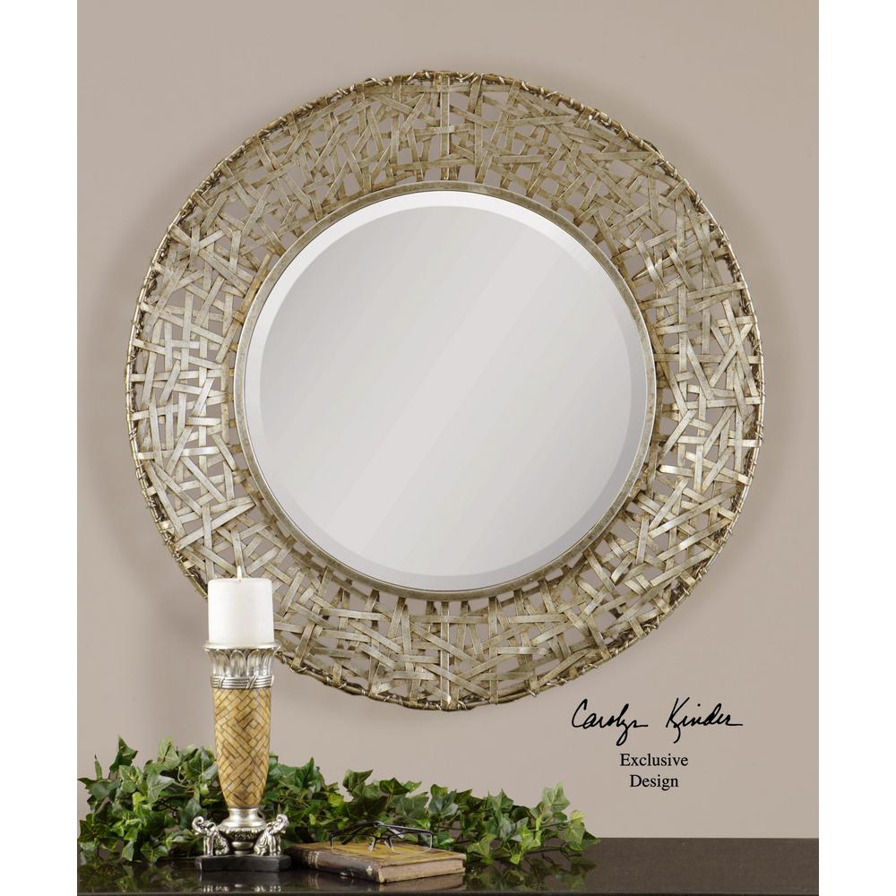 Global Direct 32 in. x 32 in. Champagne Round Framed Mirror11603 B
