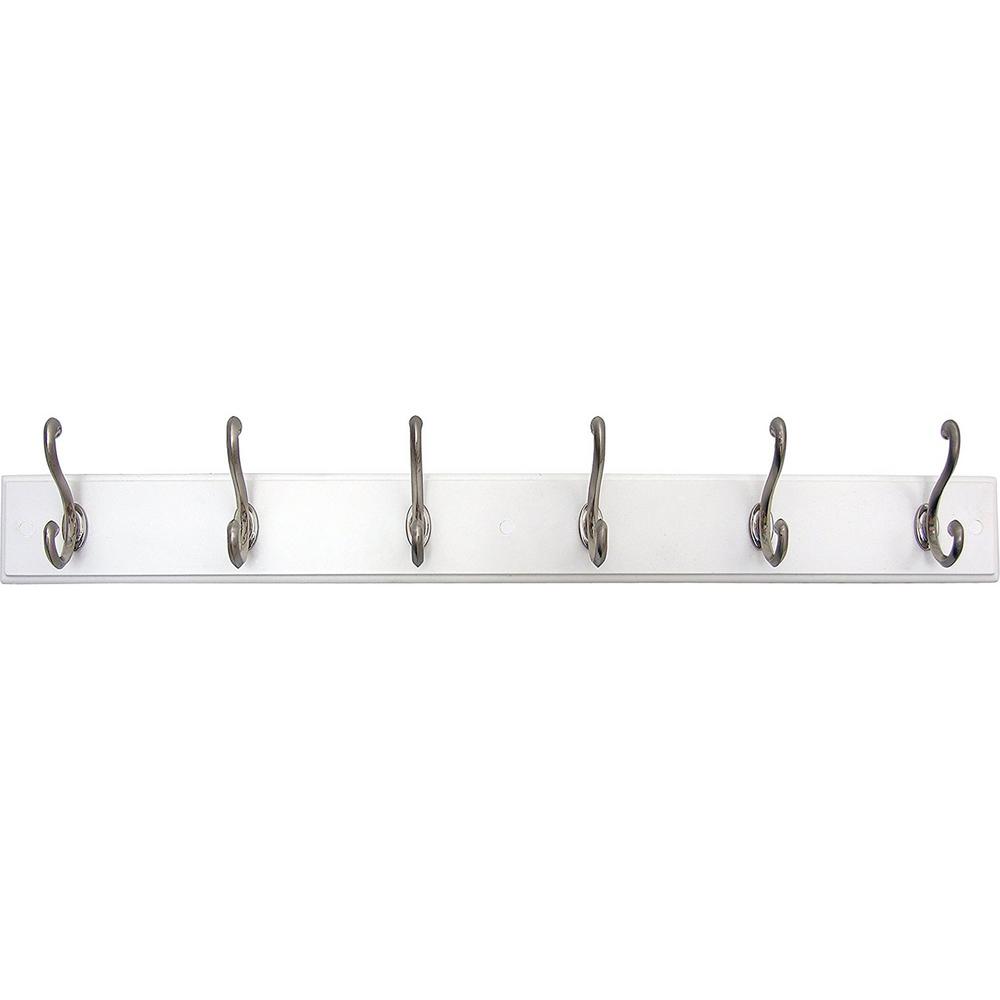 Liberty 27 in. White and Satin Nickel TriHook Rack129848 The Home Depot