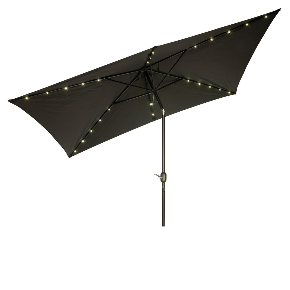 Trademark Innovations 10 Ft X 6 5 Ft Rectangular Solar Powered Led Lighted Patio Umbrella In Black Umbled Rect Blk The Home Depot