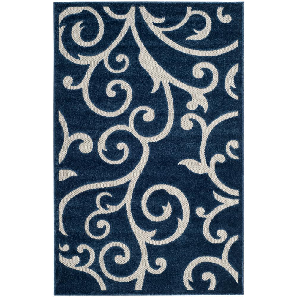 Safavieh Cottage Navy/Cream 4 ft. x 6 ft. Indoor/Outdoor Area RugCOT927B4 The Home Depot