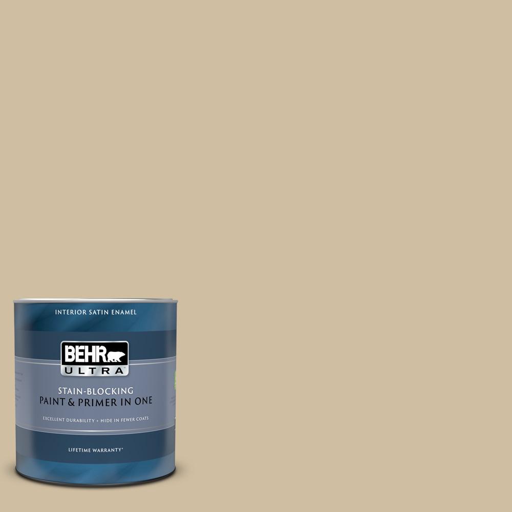 BEHR ULTRA 1 qt. #S320-3 Final Straw Satin Enamel Interior Paint and ...