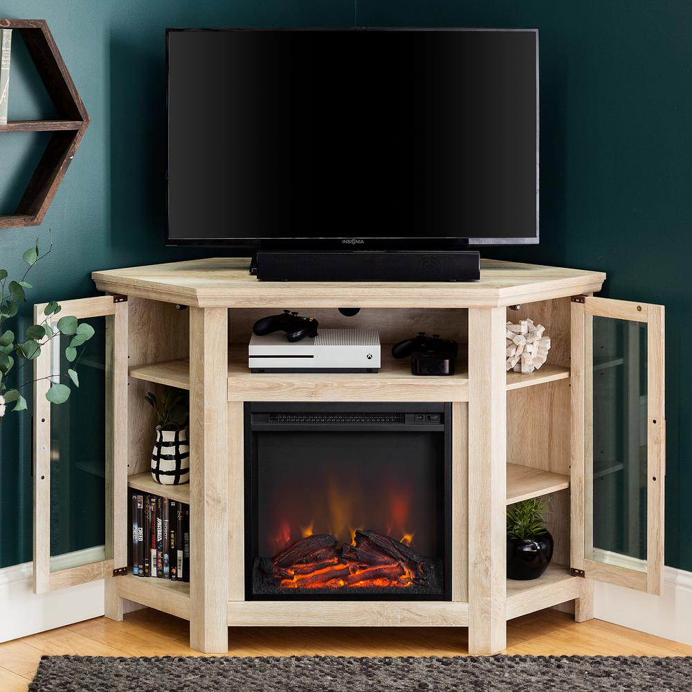 Walker Edison Furniture Company 48 In White Oak Wood Corner