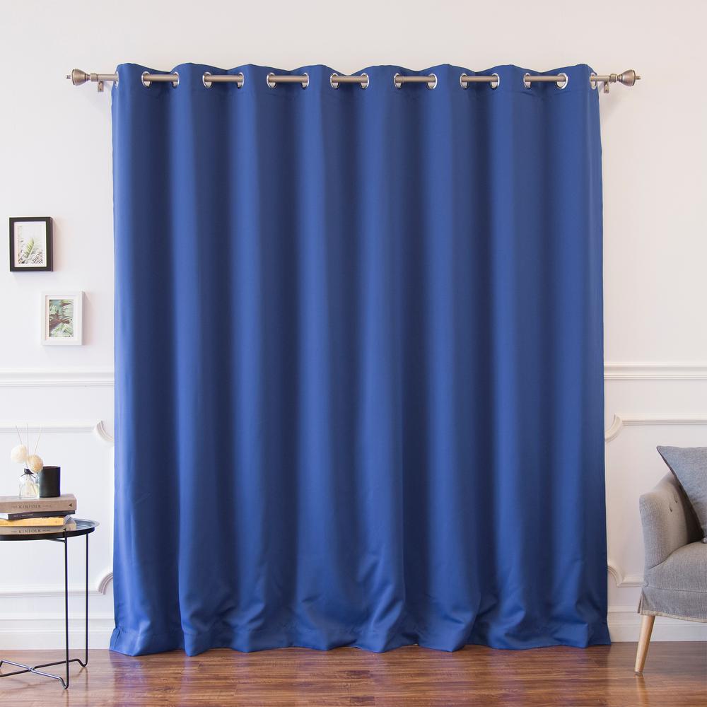 Royal Blue Window Treatments The Home Depot Wide Width Basic Silver 100 In W X 84 L Grommet Blackout Curtain
