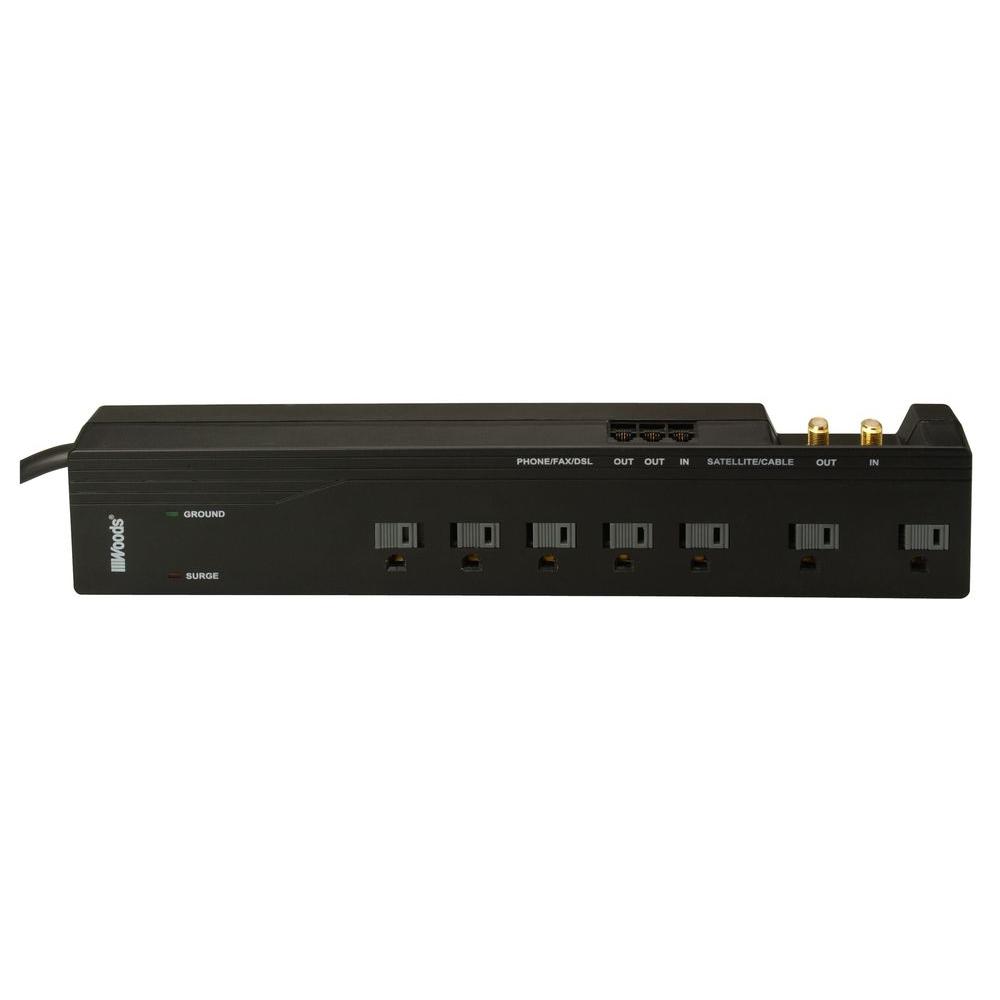 UPC 078693416040 product image for Woods Power Strips Multimedia 7-Outlet 2500-Joule Surge Protector with Satellite | upcitemdb.com