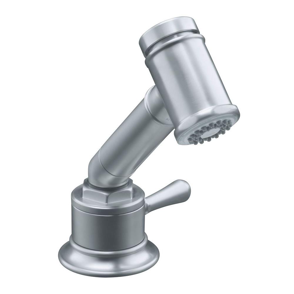 Kohler Hirise Single Hole Handle Low Arc Independent Side Spray With Valve In Polished Stainless Steel