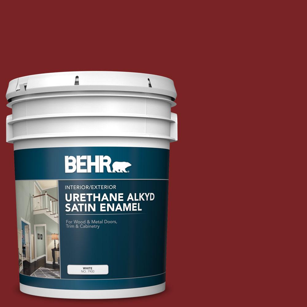 Behr 5 Gal Sc 112 Barn Red Urethane Alkyd Satin Enamel Interior