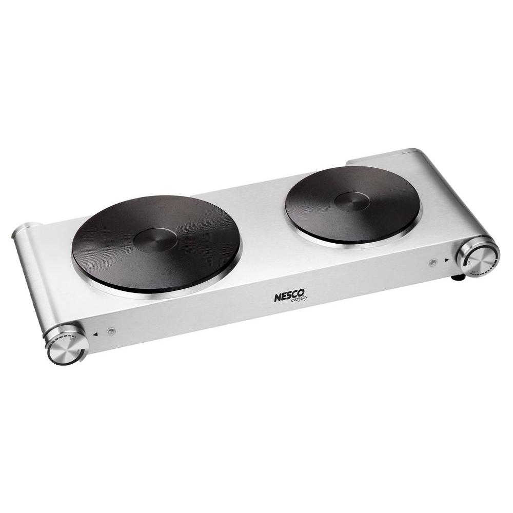 Nesco Double Burner Hot Plate, Silver