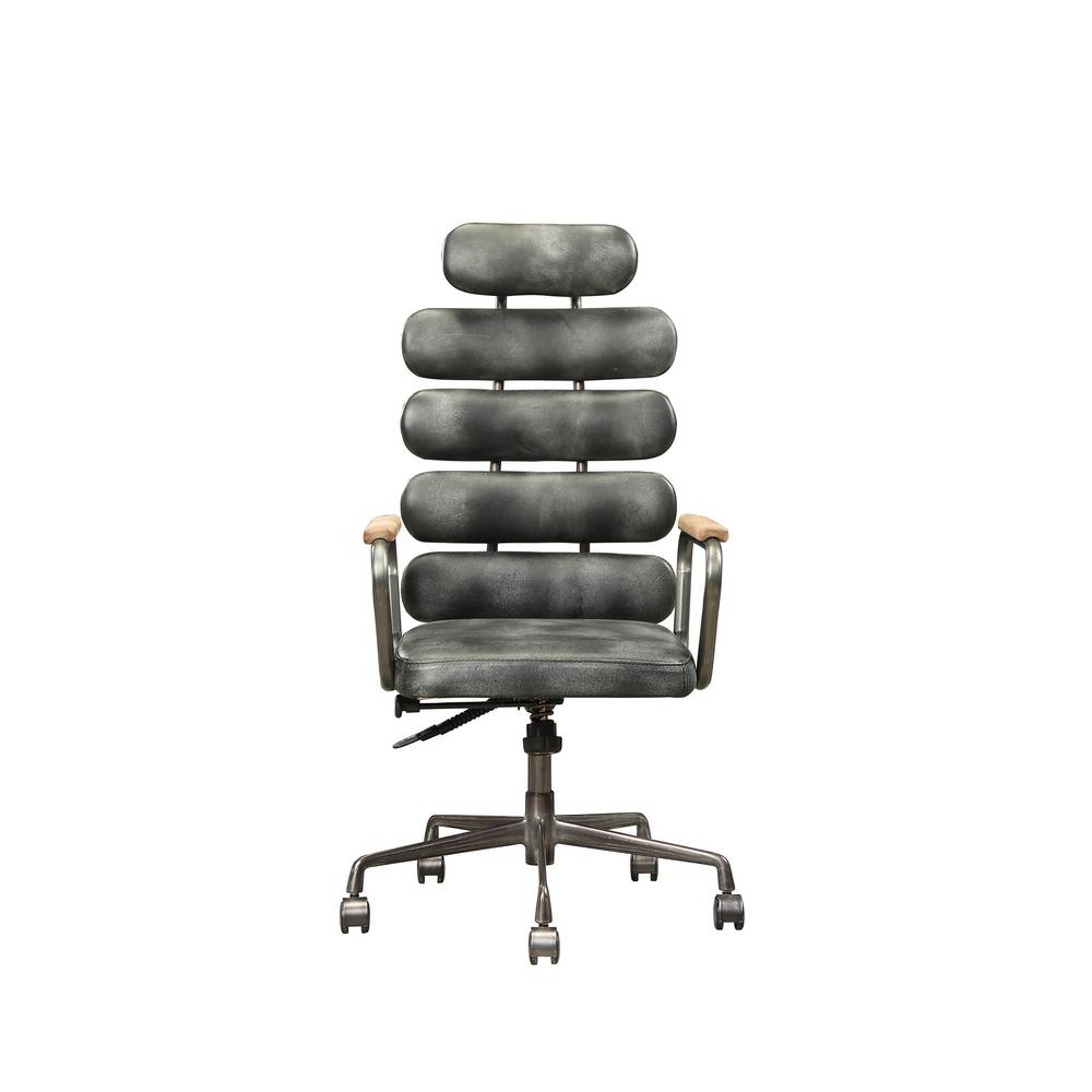 Acme Furniture Calan Vintage Black Top Grain Leather Executive Calan Vintage Black Top Grain Leather Executive Office Chair