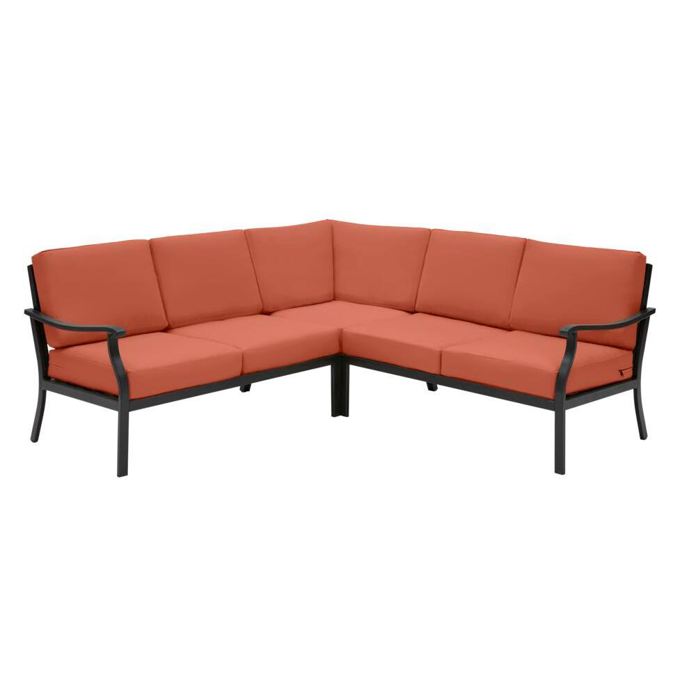 Hampton Bay Riley 3-Piece Black Steel Outdoor Patio ... Hampton Bay Riley 3-Piece Black Steel Outdoor Patio ... on Riley 3 Piece Sectional Charleston id=83755