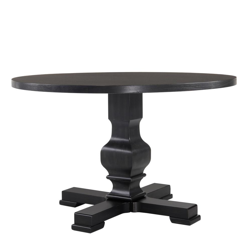 Carson 47 In Antique Black Round Pedestal Dining Table