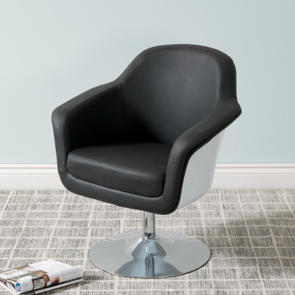 Corliving Mod Modern Black And White Bonded Leather Accent Chair Dln