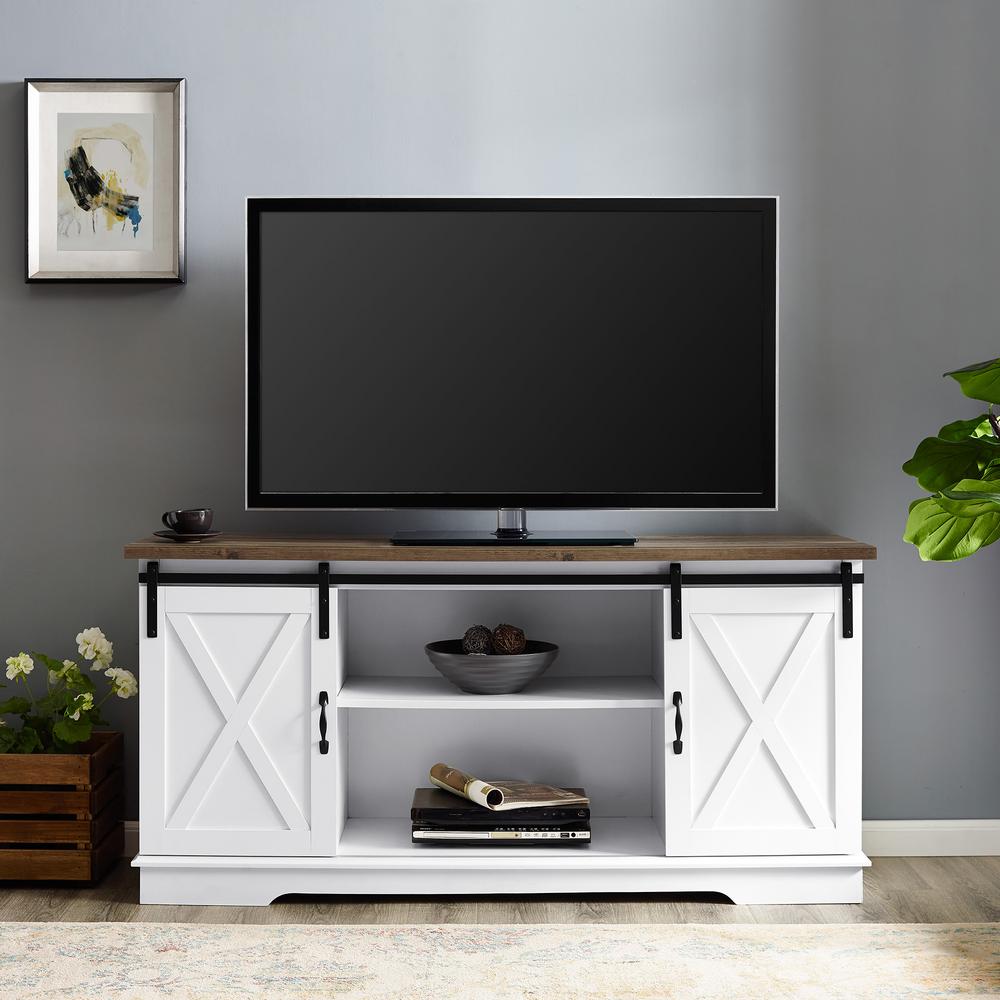 Walker Edison Furniture Company 58 In White And Rustic Oak