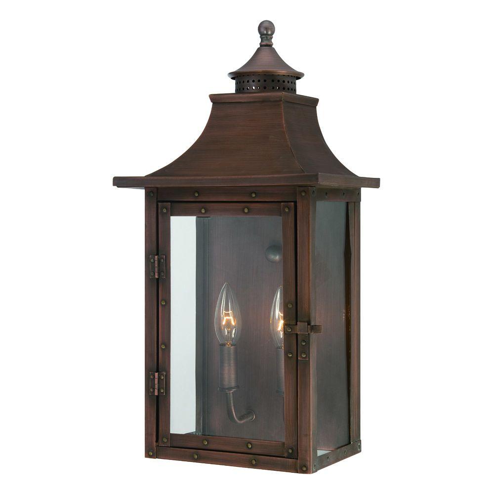Acclaim Lighting The Home Depot St Charles Collection Wall Mount 2 Light Outdoor Copper Patina Fixture